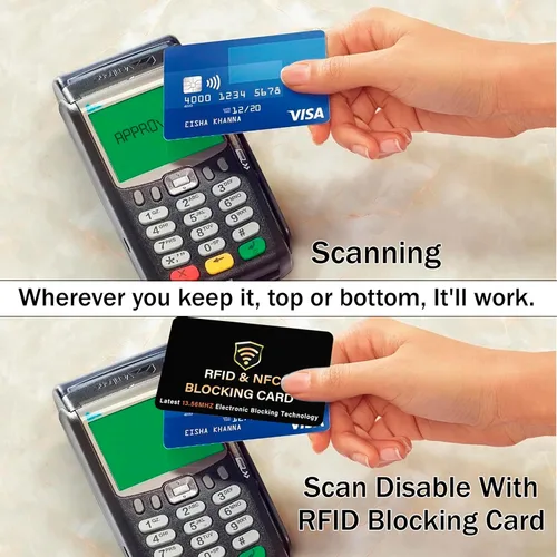 Vista 5 de SaiTech IT Paquete de 2 tarjetas de bloqueo RFID, una tarjeta protege todo el monedero, NFC sin contacto, protector de tarjeta de crédito bancario