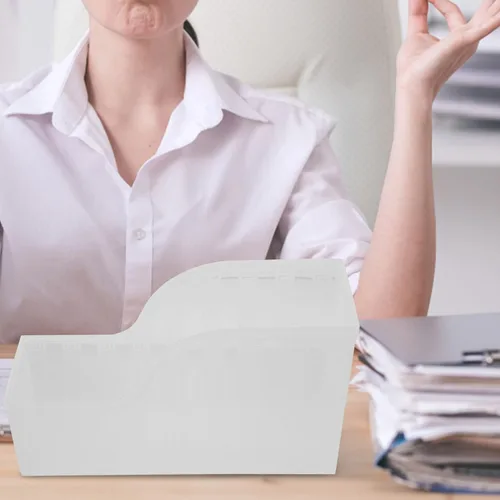 Vista 5 de ABOOFAN 3 cajas transparentes para organizar documentos, estante de almacenamiento de escritorio de plástico, multiusos, para oficina, estudio