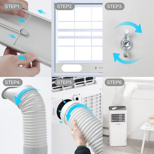 Vista 4 de Kit de ventilación de ventana de CA portátil con manguera de escape de 5.1 pulgadas, kit universal de sellado de ventana para aire acondicionado