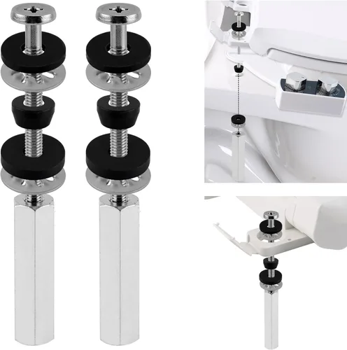 Vista 9 de Tornillos universales de latón macizo para asiento de inodoro, 2 piezas de pernos de metal para asiento de inodoro, pernos de piso de inodoro