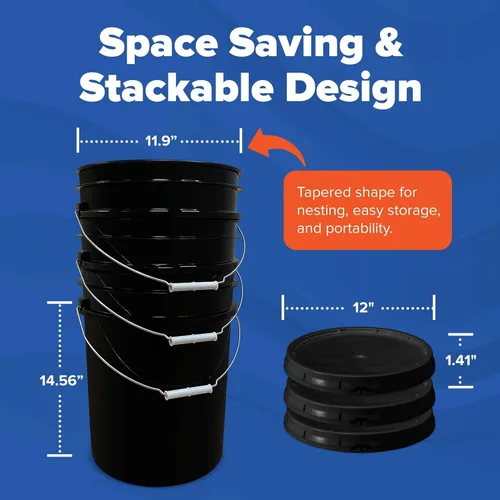 Vista 2 de ePackageSupply Cubo de 5 Galones con Tapa Hermética Fabricado en EE. UU. Grado Alimenticio Plástico Premium HPDE Resistente Cubo Multiusos