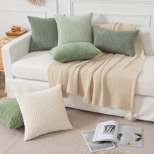 Vista 16 de Kevin Textile - Juego de 2 fundas de almohada decorativas de pana suave, estilo bohemio, a rayas, decoración del hogar para sofá, cama, sofá y sala