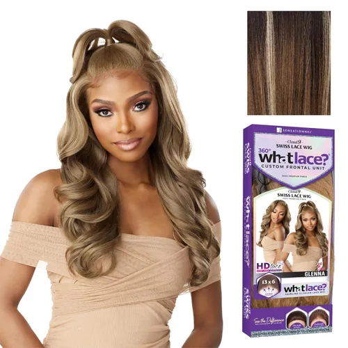 Vista 18 de Sensationnel What Lace Pelucas 13X6 - Glenna Frontal de Encaje Atado a Mano Sin Pegamento Sintético con Densidad Natural Línea de Cabello