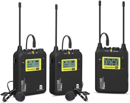 Vista 8 de LENSGO LWM-328C - Sistema de micrófono inalámbrico Lavalier de 99 canales, UHF, micrófono de solapa inalámbrico profesional omnidireccional