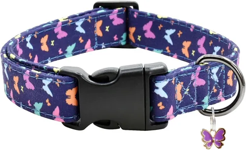 Vista 11 de Lindo collar de algodón para perro, patrones de flores, collares suaves y ajustables para cachorros, para hembras, perros pequeños, medianos