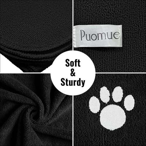Vista 2 de Puomue Paquete de 3 Toallas de Microfibra para Perros para Secar Perros, Toalla de Aseo para Mascotas Súper Absorbente y Suave, 101.6 cm X 60 cm