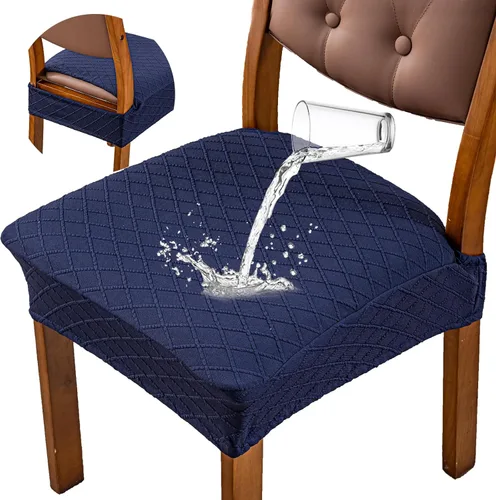 Vista 13 de Genina Fundas de asiento impermeables para sillas de comedor, fundas para sillas de comedor y cocina (beige, 2 piezas)
