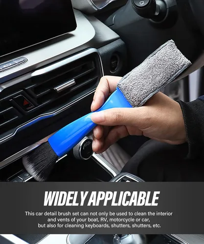 Vista 5 de Plumero universal 2 en 1 para limpieza de coche, herramienta de limpieza de coche, cepillo de doble cabeza, cepillo de detalles interiores