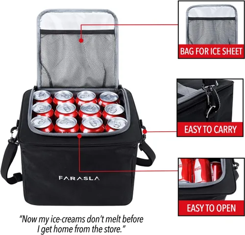 Vista 6 de Farasla Organizador de Maletero Impermeable con Bolsa Térmica Aislada a Prueba de Fugas, Funda Plegable, Correas de Sujeción Ajustables (Negro)