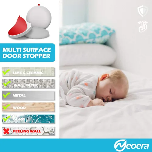 Vista 4 de Neoera - Tope para puerta de pared de goma suave redonda, protector de pared de silicona, 9.8 pies, autoadhesivo para puerta