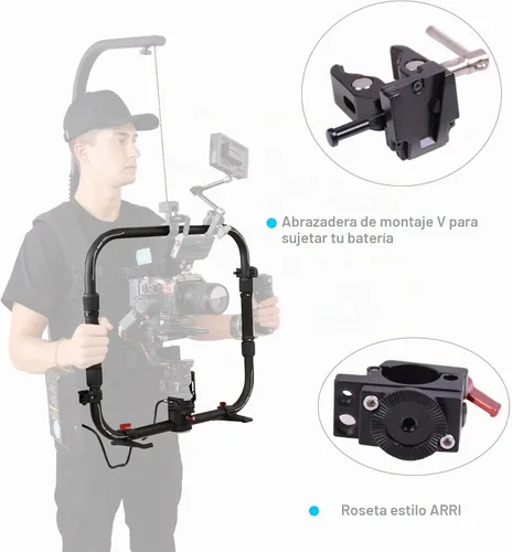 Vista 3 de RS 2 Ring Grip, DF DIGITALFOTO RS2 Sistema de fuente de alimentación Soporte Anillo de doble mango compatible con cardán DJI RS 2, incluyendo