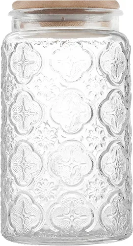 Custde Tarros de almacenamiento de vidrio con tapa hermética, recipiente de 35 onzas para encimera de cocina con tapa de bambú, azúcar morena,