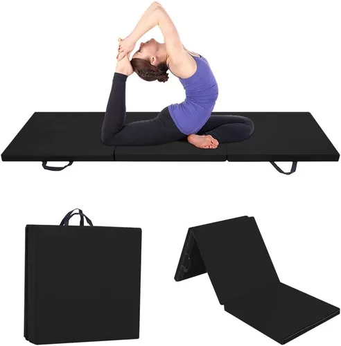 Vista 8 de Ochine Alfombrilla de gimnasia plegable de tres pliegues de 6 x 2 x 2 pulgadas, esterilla de yoga, esterilla de gimnasio con asas de transporte