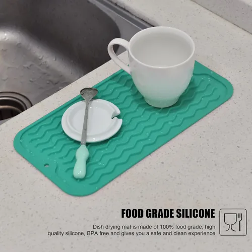 Vista 6 de Tapete de silicona para secado de platos para múltiples usos, fácil de limpiar, ecológico, tapete escurridor de platos resistente al calor