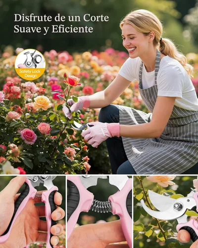 Vista 6 de Grenebo Juego de herramientas de jardinería de 12 piezas para mujer, herramientas de jardín resistentes al óxido y resistentes con funda