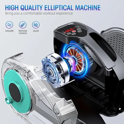 Vista 2 de Tappio Elíptica para debajo del escritorio, ejercitador eléctrico de pedales, elíptica sentada totalmente montada, compacta y portátil con control