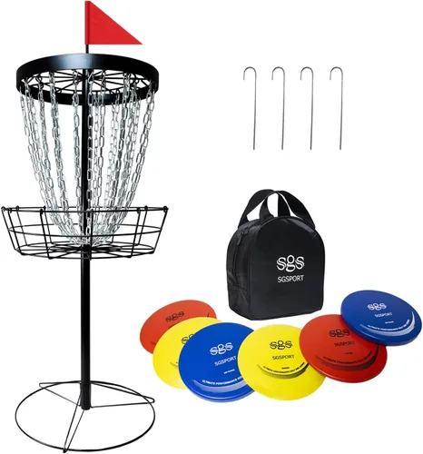 Vista 13 de Disc Golf Basket - Portable Disc Golf Target with Heavy Duty 24-Chains Come with 6pcs Disc Golf Discs and Carry Bag, Ground Stake -Suitable for