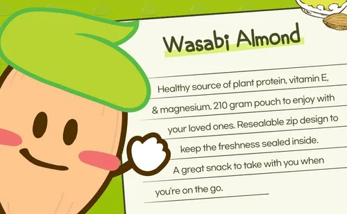 Vista 4 de Marca oficial Gilim HBAF Almendras sazonadas coreanas Wasabi 1 x 741oz