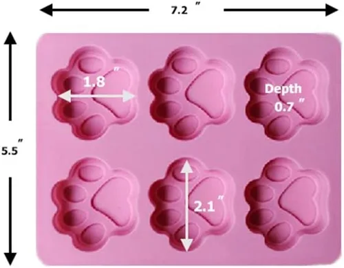 Vista 2 de Juego de dos moldes de silicona con estampado de patas para golosinas caseras, para hornear dulces, horno, microondas y congelador