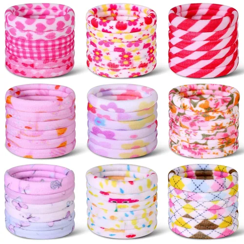Vista 8 de 54 piezas de ligas para el pelo para niñas y mujeres, elásticos de nylon para el cabello, sujetadores para cola de caballo, ligas suaves sin daños