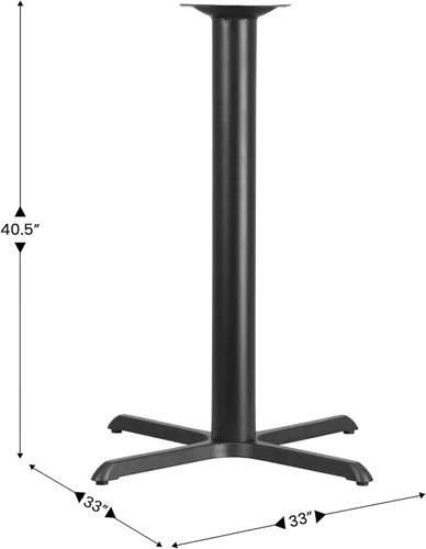 Vista 2 de EMMA + OLIVER Mesa de barra de hierro fundido de 33" x 33" Base en X con columna de 4" de diámetro