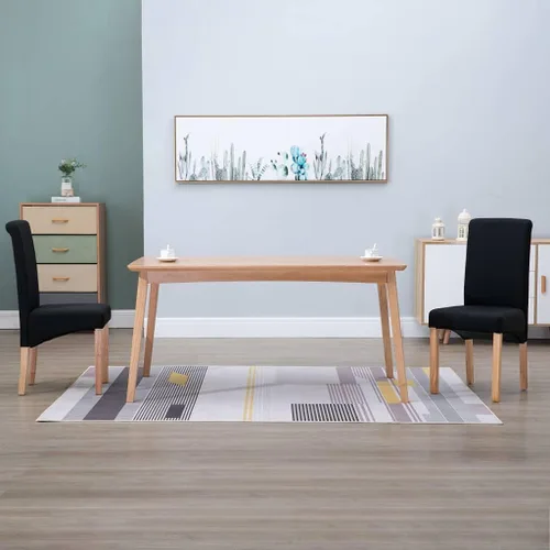 Vista 19 de Set of 4 Black Fabric Dining Chairs with Solid Wood Legs Mid Century Modern Ergonomic Kitchen Side Chairs 8.5x6.5x14.9 in for Dining Room Living Room