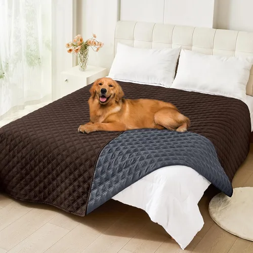 Vista 69 de Smiry Funda impermeable para cama de mascota, suave y lavable, para muebles, cama, sofá, reversible, a cuadros (30 x 53 pulgadas, color beige/beige)