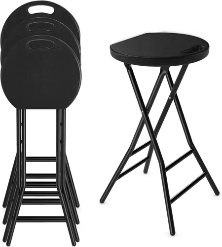 Vista 17 de 5Rcom Taburete plegable, paquete de 2 taburetes portátiles con asa, plegable para camping, fiesta de RV, marco de acero resistente, capacidad de 500