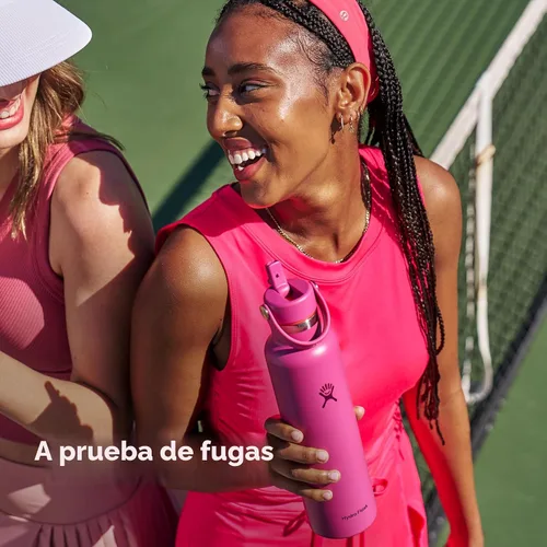 Vista 5 de Hydro Flask Botella de agua – Acero inoxidable aislado – Tapa con pajilla, antiderrames, a prueba de fugas, 24 onzas, rosa trillium