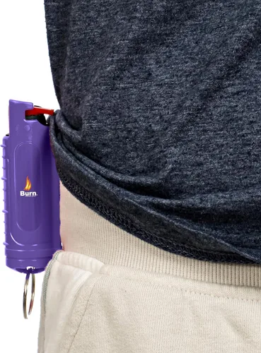 Vista 5 de Burn Spray de pimienta para defensa personal, 1/2 oz compacto para mujeres con llavero, máxima resistencia, grado policial con tinte UV, ideal