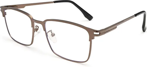 Vista 8 de Dollger Gafas de luz azul para hombre, rectángulo de metal, con bloqueo de luz azul, lentes fotocromáticos de moda para computadora negro dorado