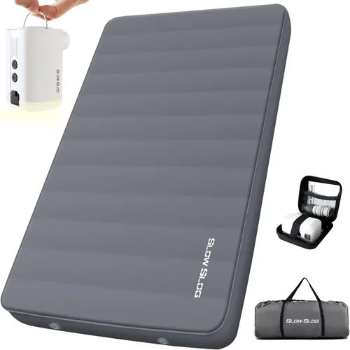Vista 12 de Almohadilla autoinflable para dormir con bomba de aire eléctrica portátil, almohadilla de espuma viscoelástica de 4 pulgadas para acampar en tienda