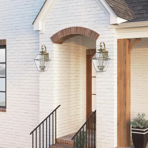 Vista 13 de Livex Lighting 2381-01 Westover - Farol de pared para exteriores, 3 luces, latón antiguo