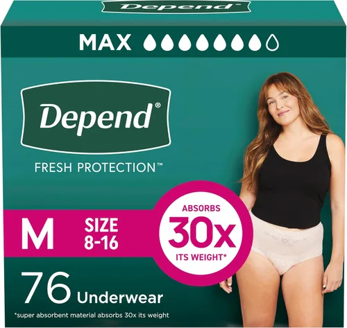 Vista 17 de Depend Fresh Protection - Pañales para adultos, ropa interior para incontinencia y pérdida de orina posparto para mujer, desechable, máxima