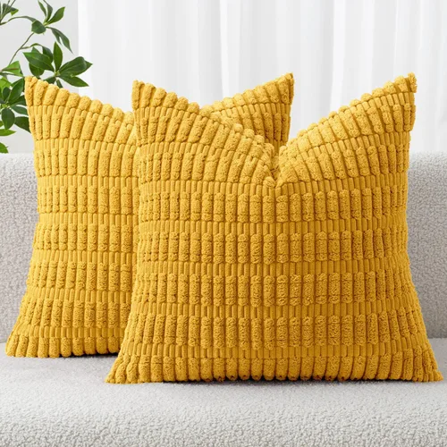 Vista 56 de MIULEE - Juego de 2 fundas decorativas para cojines, de pana suave y con moderno estilo campestre bohemio a rayas, decoración de primavera