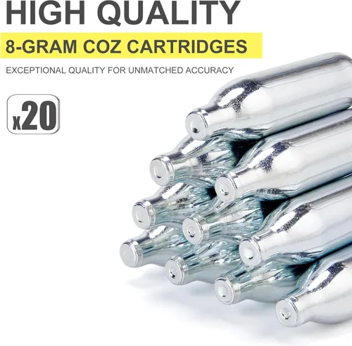 Vista 2 de Cartuchos de CO2 de 8 gramos / 12 gramos, sin rosca, cartuchos de cilindro de CO2 de alta calidad para pistolas de paintball, pistolas