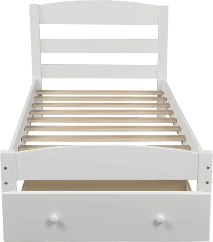 Vista 4 de Harper & Bright Designs Cama individual con cajones de almacenamiento, cama de plataforma individual con cabecera y soportes de listones de madera