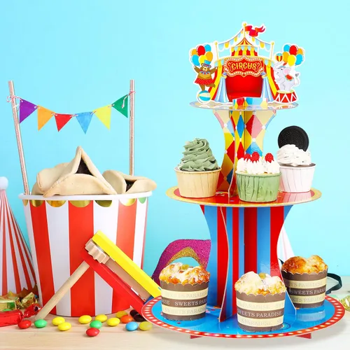 Vista 7 de Zopeal - Soporte de 3 niveles para cupcakes con temática de circo