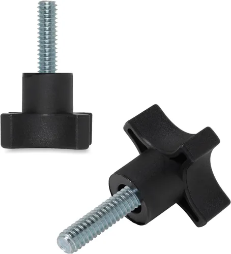 Vista 2 de POWERTEC Paquete de 10 perillas de 4 puntos de 5/16 pulgadas con perno roscado de 1 pulgada, perillas de tornillo de pulgar con pernos