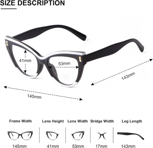 Vista 7 de KFPH Stylish Cat Eye Glasses Blue Light Glasses Frames for Women Computer Gaming Reading Glasses Anti Glare & UV