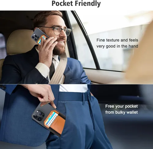 Vista 6 de nuoku Cartera magnética para teléfono compatible con cartera Magsafe, tarjetero magnético para iPhone 15/14/13/12, no compatible con 13/12 mini