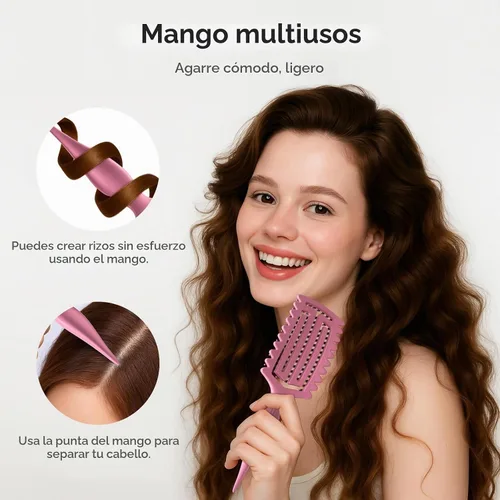Vista 4 de AM8:00 Cepillo definidor de rizos, cepillo de pelo rizado para dar forma y separar, añadir volumen, diseño ventilado para secado con secado