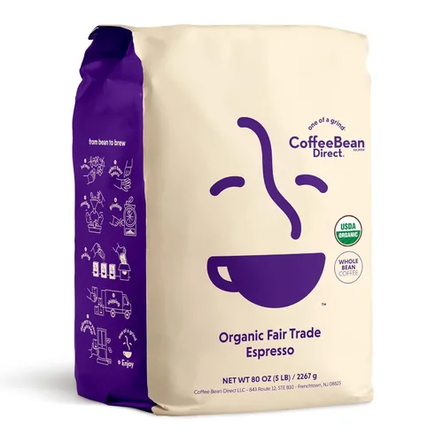 Vista 25 de Coffee Bean Direct Espresso de tostado medio, café de grano entero, tostado medio, bolsa de 2.5 libras (paquete de 1)
