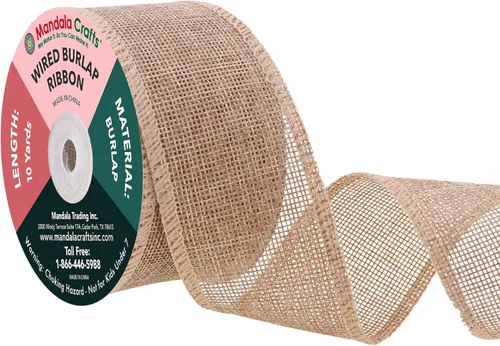 Vista 65 de Mandala Crafts Cinta de arpillera rosa con alambre de 1 pulgada de ancho para manualidades, rollo de 10 yardas de cinta rústica de arpillera