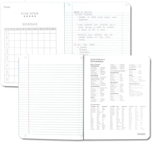 Vista 6 de Five Star Libro de composición + aplicación de estudio, paquete de 4, papel rayado universitario, 7-1/2 x 9-3/4 pulgadas, 80 hojas, verde bosque