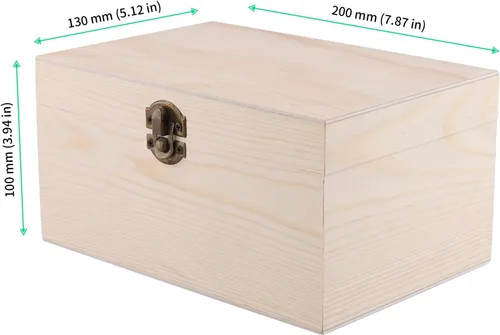 Vista 2 de FUNSUEI 4 cajas de madera de 7.9 x 5.1 x 3.9 pulgadas con tapa con bisagras, caja de madera sin terminar, cajas de madera para manualidades