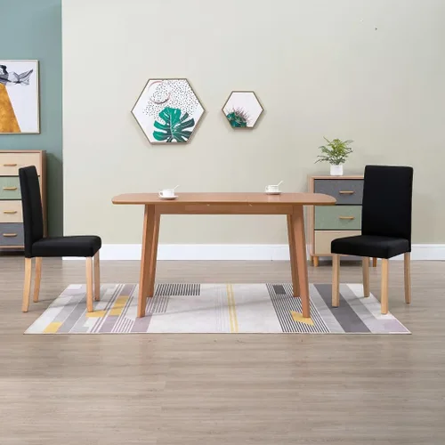 Vista 13 de Dining Chair Set of 6 Black Fabric Upholstered with Solid Rubber Wood Frame Modern Ergonomic Design for Dining Room Kitchen and Living Room