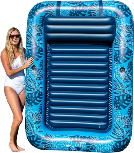 Vista 11 de Aqua Inflatable Tanning Pool Lounger, Premium Pool Float with Cupholders and Removeable Pillow for Relaxation and Fun