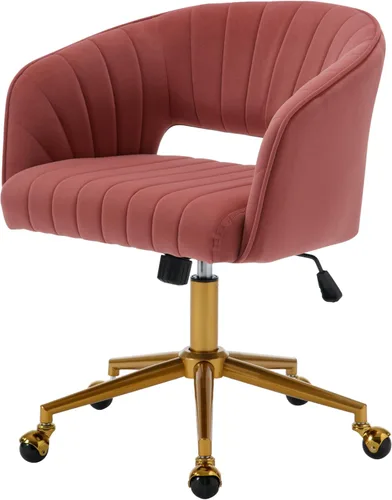 Vista 18 de Westice Sillas de Escritorio para Oficina en Casa, Silla Giratoria Moderna de Terciopelo, Silla de Tocador Giratoria de Altura Ajustable con Base