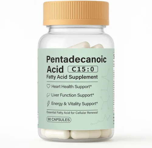 Suplemento de ácido pentadecanoico, ácido graso C15:0, aceite de pescado 3X Omega 3, suplemento de envejecimiento saludable para la salud